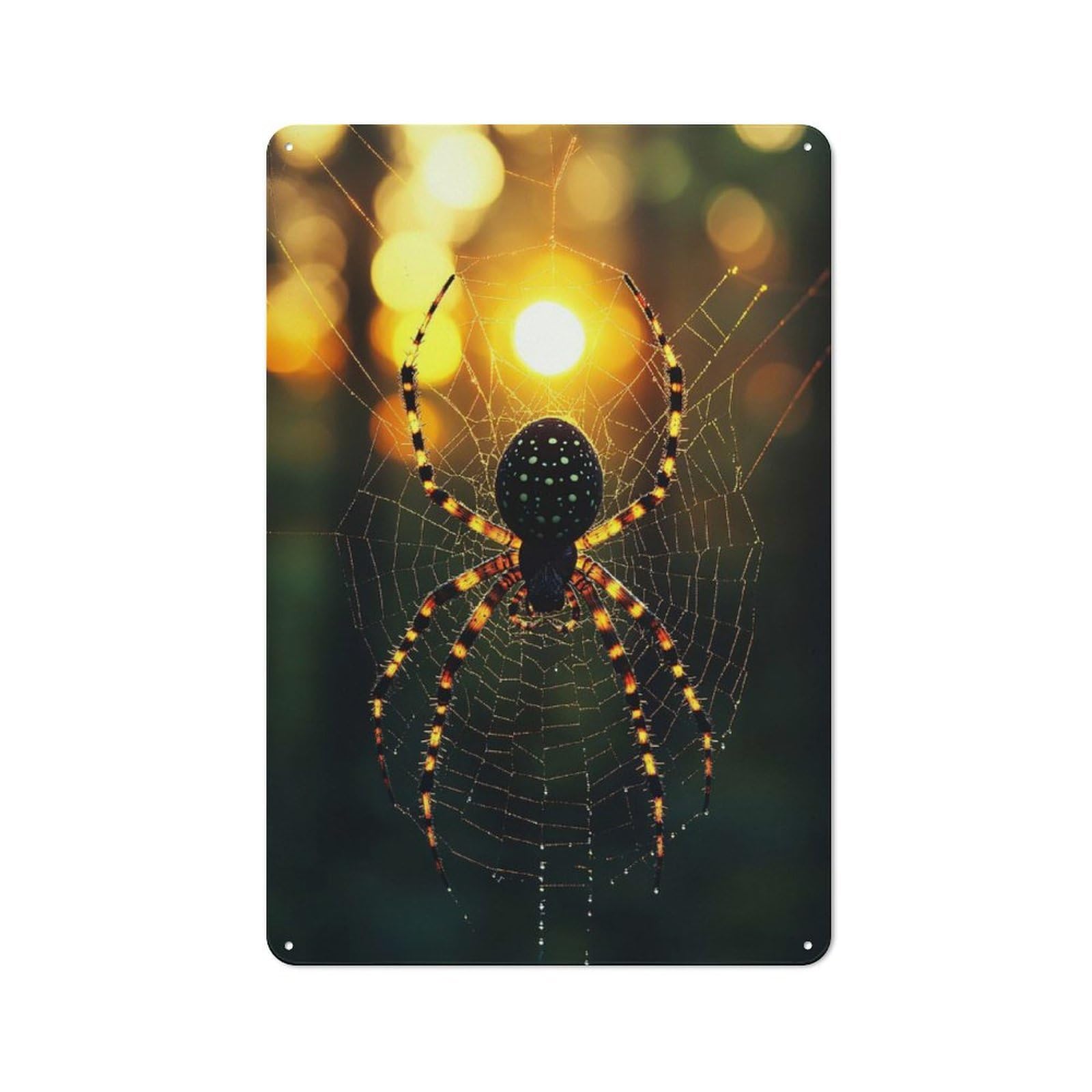 Junmoney Style-9 For Studio Or Craft Room, Spider On A Web At Sunset Retro-Style Tin Sign 30X20cm, For Metal Sign Collectors, For Garage And Workshop Walls