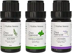 Kit Óleos Essenciais Lavanda, Hortelã Pimenta e Alecrim - Vitalize Aromas