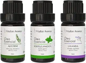 Kit Óleos Essenciais Lavanda, Hortelã Pimenta e Alecrim - Vitalize Aromas