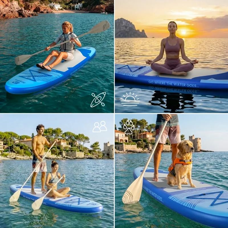 Paddle Gonfiabile AIRGLISS Moon 11.0 FINO A 2 Persone (Max. 170kg) | Adulto E Bambino | Stabile E Di Qualite | Completo di Tutti Gli Accessori: PAGAIA, GONFIORE, Borsa, ALLERON, Leash