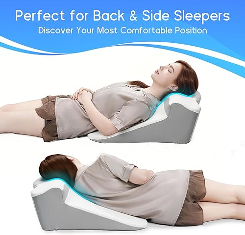 Miniatura 6 de Almohada de cuña de cama para dormir, ergonómica de 3 zonas para la espalda, cuello y cabeza, apta para dormir de espalda y de lado, espuma