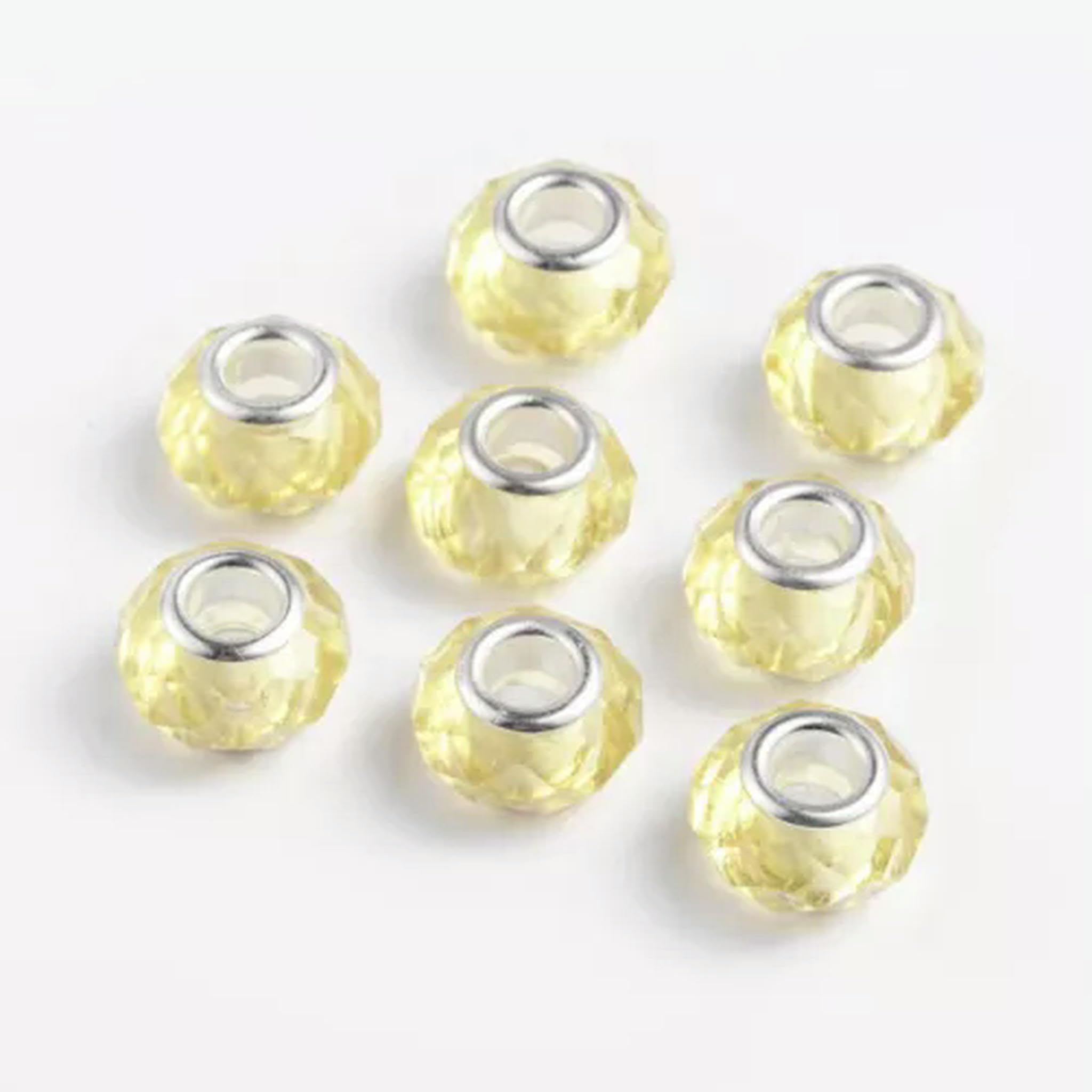 Koraliki z dużym otworem, Opakowanie 100 mosiężnych koralików z otworem 14x8 mm, wielokolorowe(Yellow)