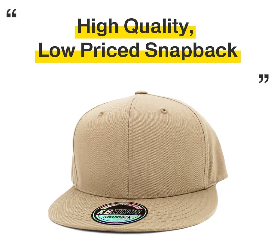 Image of KBETHOS Classic Snapback Hat Blank Cap Underbrim Cotton Wool Blend Flat Visor Adjustable Unisex