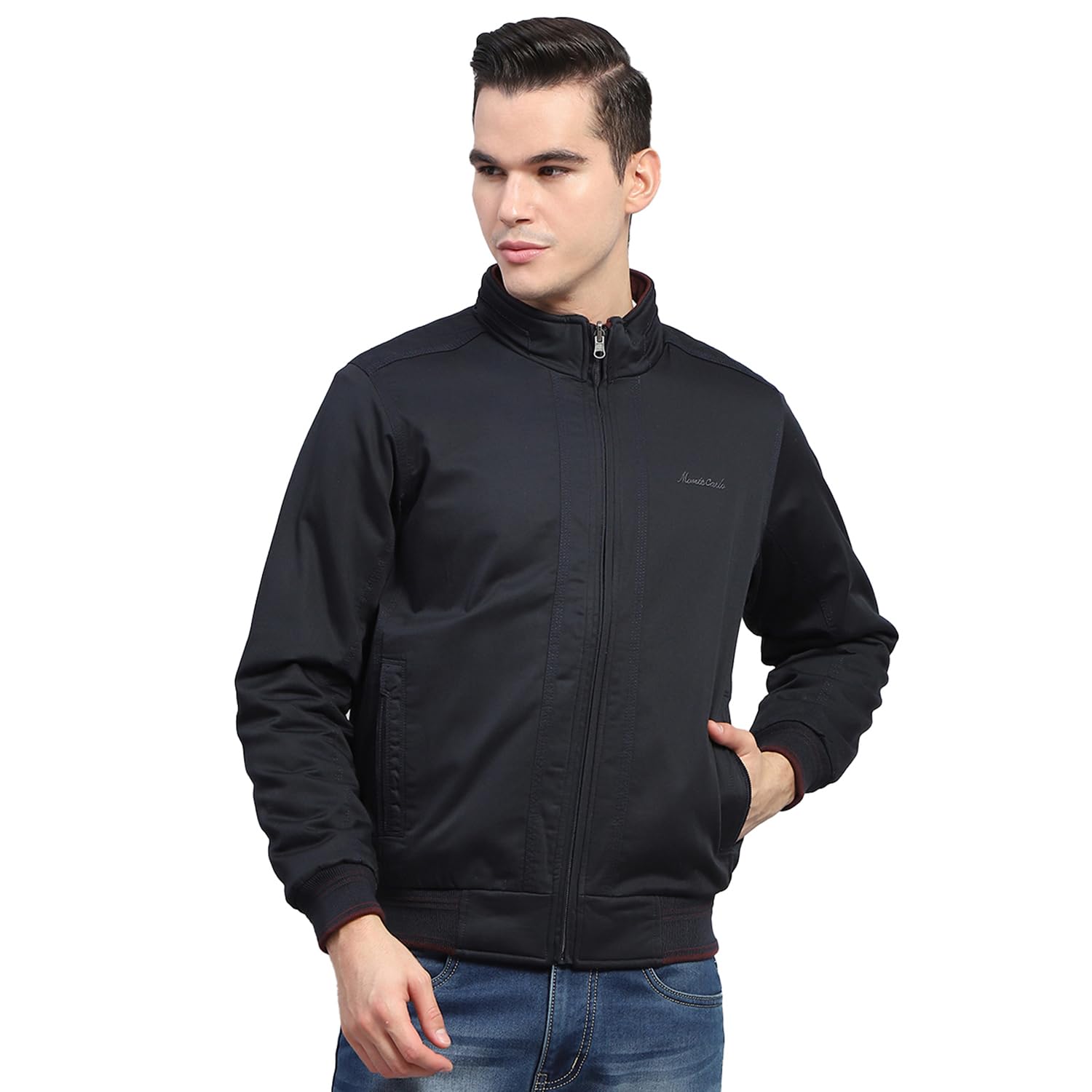 monte carlo Mens Solid Mock Neck Full Sleeve Reversible Jacket (224066856)-picture-33