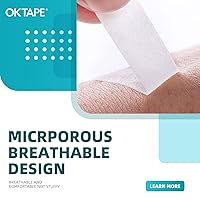 Vista 5 de OK TAPE OKPore Cinta Médica Quirúrgica No Tejida (Paquete de 4) - Cinta Quirúrgica de Primeros Auxilios Suave y Transpirable para el Cuidado
