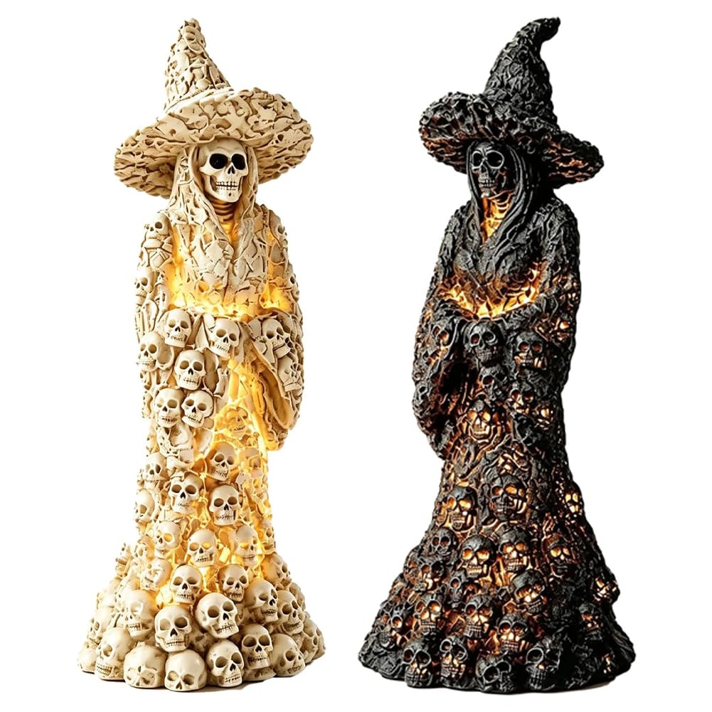 MYDZSI Skeleton Witch Ornament Halloween Ghost Decor with Led