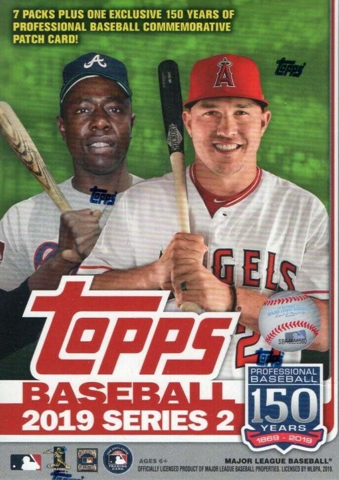 2019 Topps Baseball Series 2 Blaster Box of Packs with a BLASTER EXCLUSIVE Commemorative MLB 150 Years Patch Card