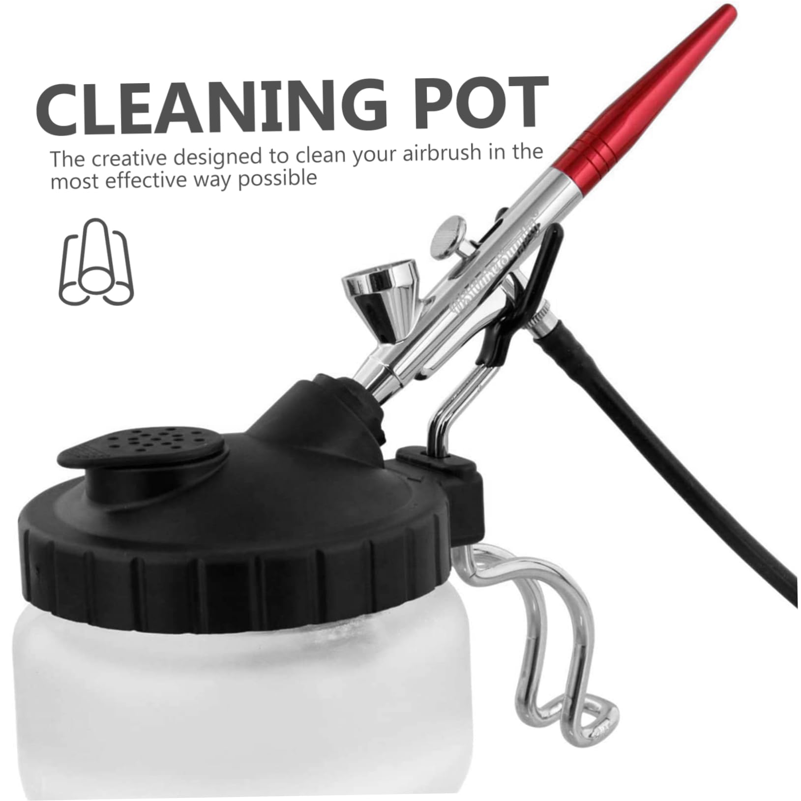 CANIGHT Practical Spray Pen Cleaning Pot Airbrush Cleaning Kit Brush Rinser Metal Holder for Paint Pen Cleaning Airbrush Cleaning