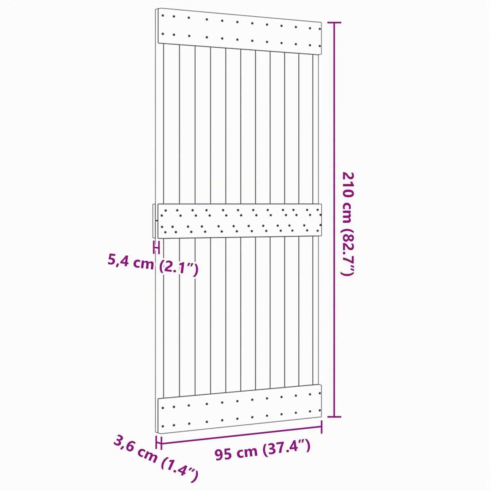 vidaXL Puerta Narvik Natural 95 x 210 cm Madera de Pino Sólido, Puerta Rectangular Moderna, Interior de Pino, Ahorra Espacio, Separador Contemporáneo de Habitaciones, Diseño Funcional