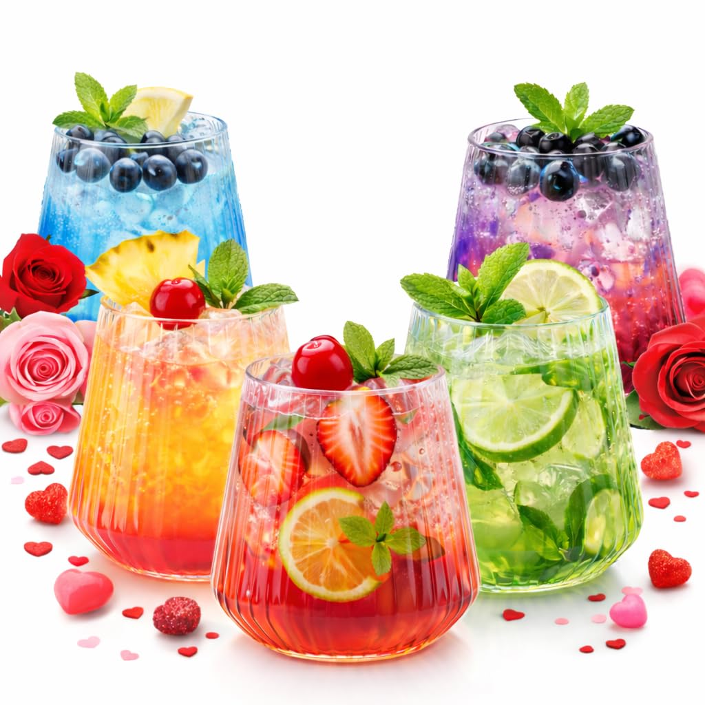 40 count Origami Ripple Unbreakable Stemless Plastic Wine Champagne Whiskey Glasses Elegant Durable Disposable Indoor Outdoor Ideal for Home, Office, Bars, Wedding, Ribbed 12 Ounce Cups (Clear)