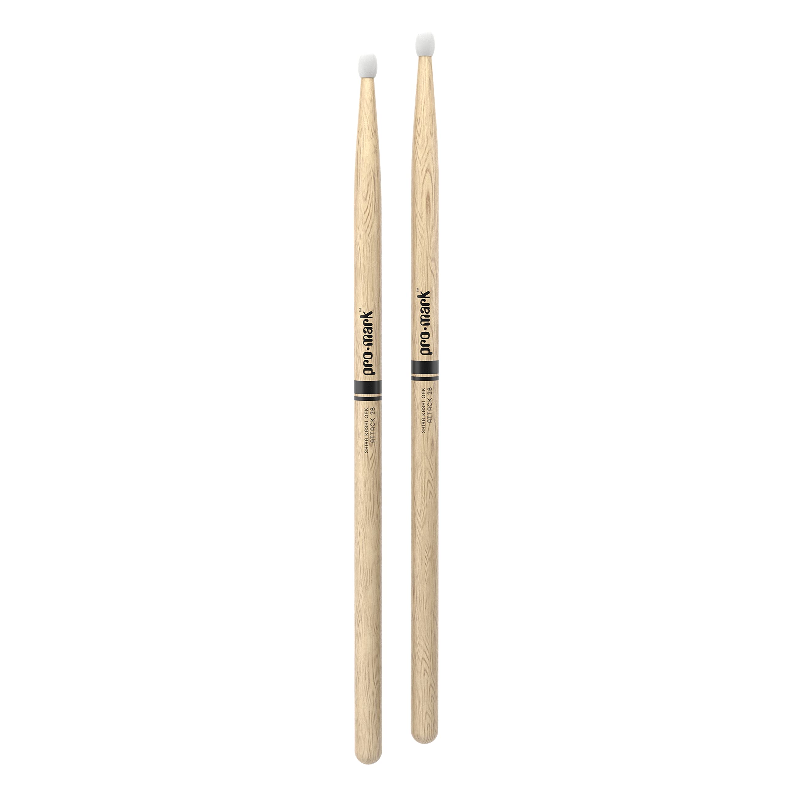 Baquetas ProMark Classic Attack 2B de roble Shira Kashi, punta ovalada de nailon, un par
