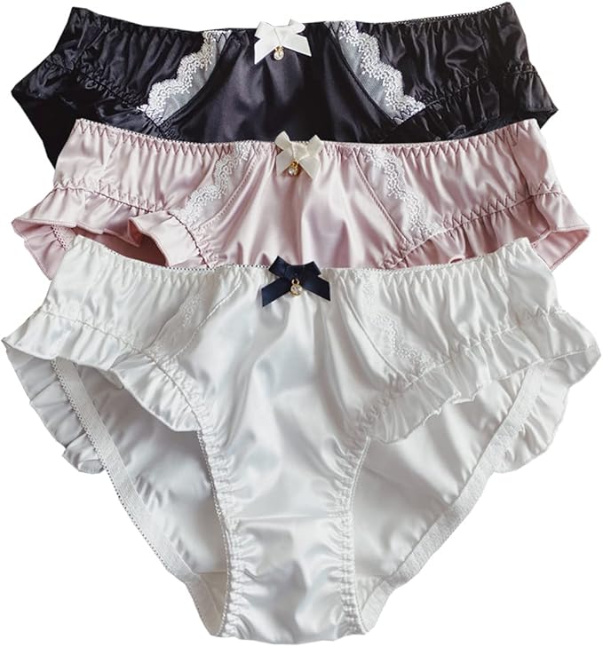 Amazon Co Jp パンティー サテン下着セット 人造シルク生地パンツ 女性 ショーツ パンティー レース 大きいサイズ かわいい 通気性 レギュラー レディース ショーツ 3枚 服 ファッション小物