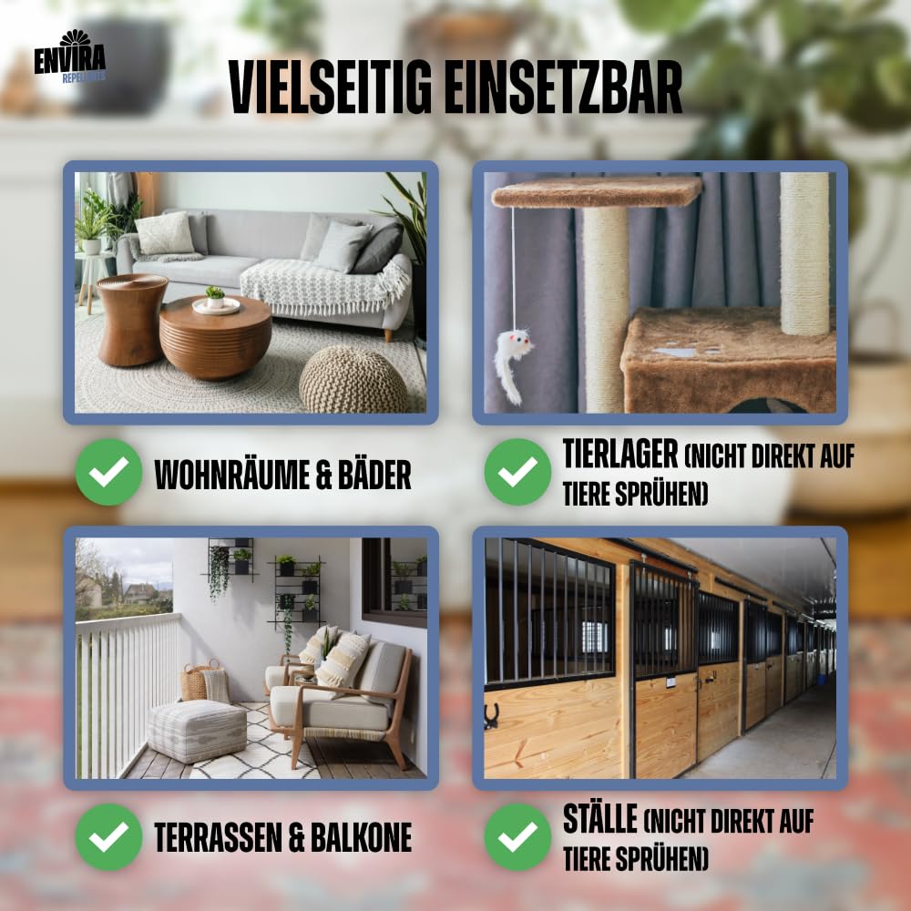 Envira Flohspray 500 ml + 2 x 2 Liter - effektiv gegen Flöhe & Katzenfloh | Floh Spray mit Langzeitwirkung für Wohnung und Möbel - zuverlässiges Flohmittel und Flohschutz im Haushalt