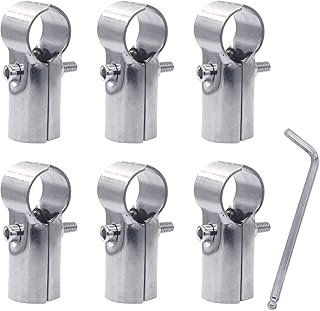 ZHSLDQ 6 Sets of Panel T Clamps,Fine Pipe Connector Pipe Clamps,End Clamps,for "T" Clamps Into Pipe Fence Reinforcement (Applicable OD 1" or 25MM or 3/4",Silver)