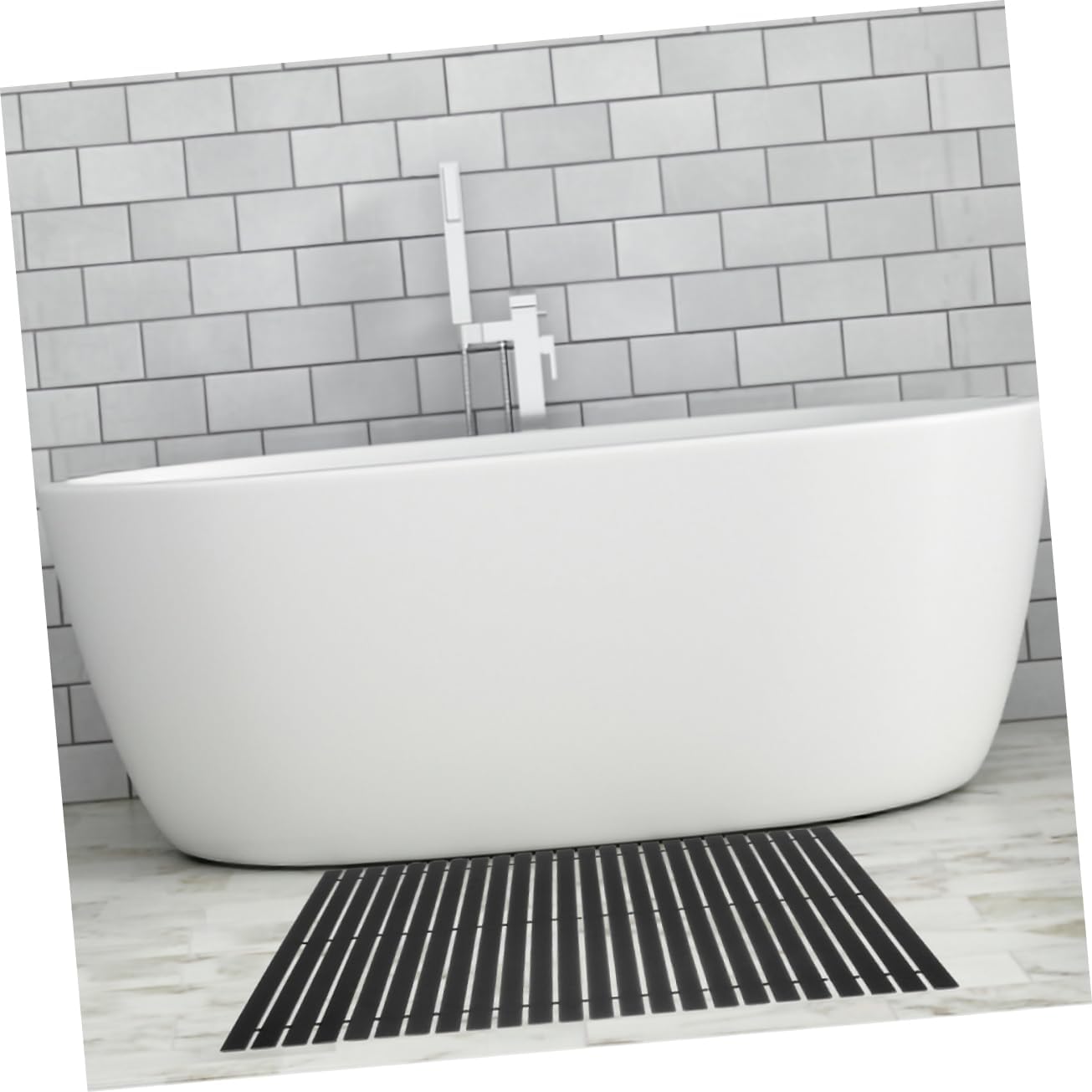 Bamboo Non-Slip Shower Mat for Bathroom Stylish Comfortable Anti-Slip Bathtub Pad for Home Use Bathroom Toilet Dormitory Black