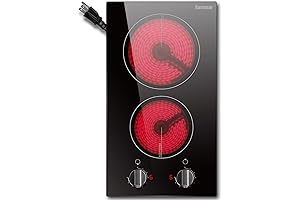 Karinear 110v Electric Cooktop 2 Burners | 12'' Electric Stove Top with...