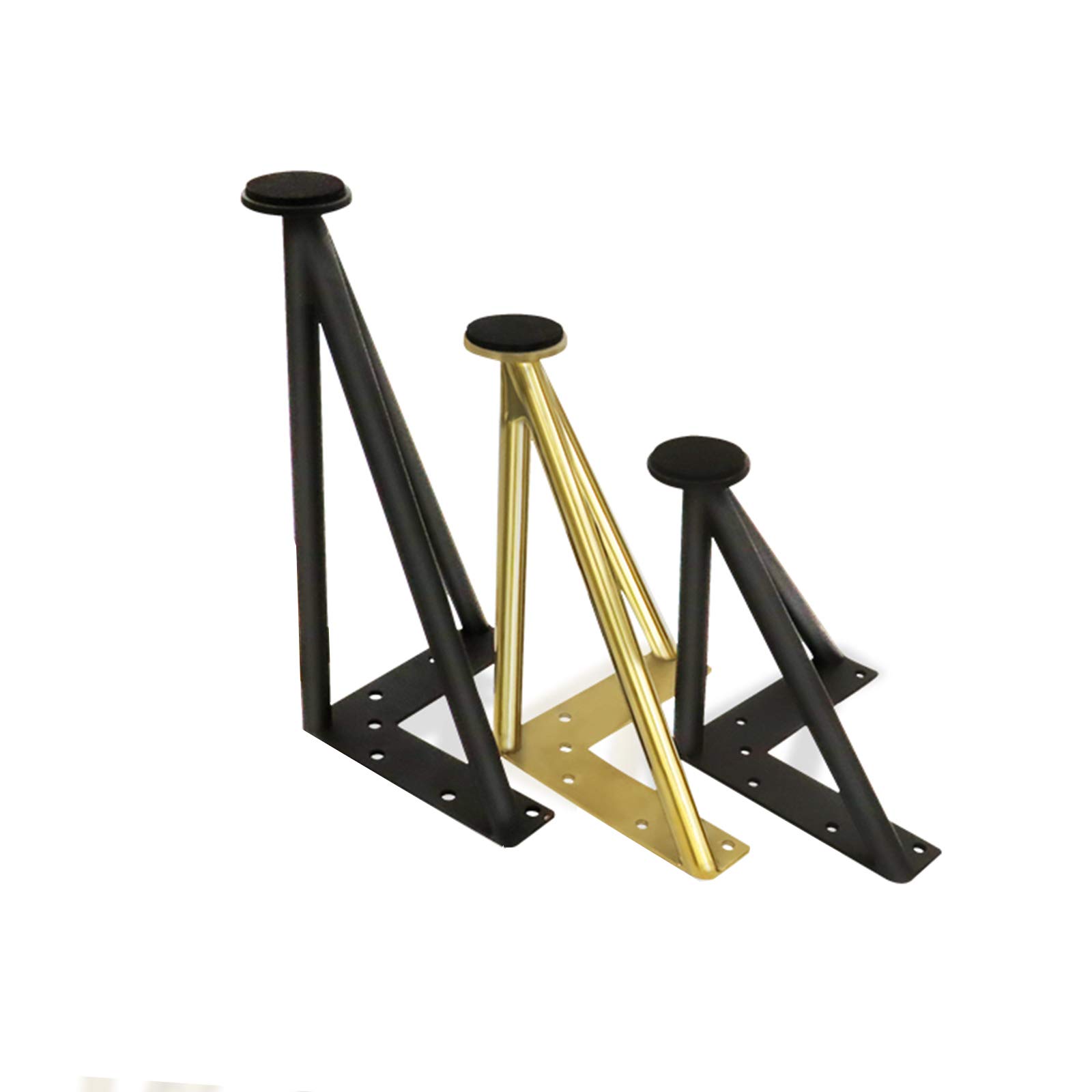 Patas Para Mueble de Metal, Patas Regulables de Sofá, Patas de Gabinete Dorados, Soporte Triangular,Con Tornillos de Montaje (250mm/9.84in,black)