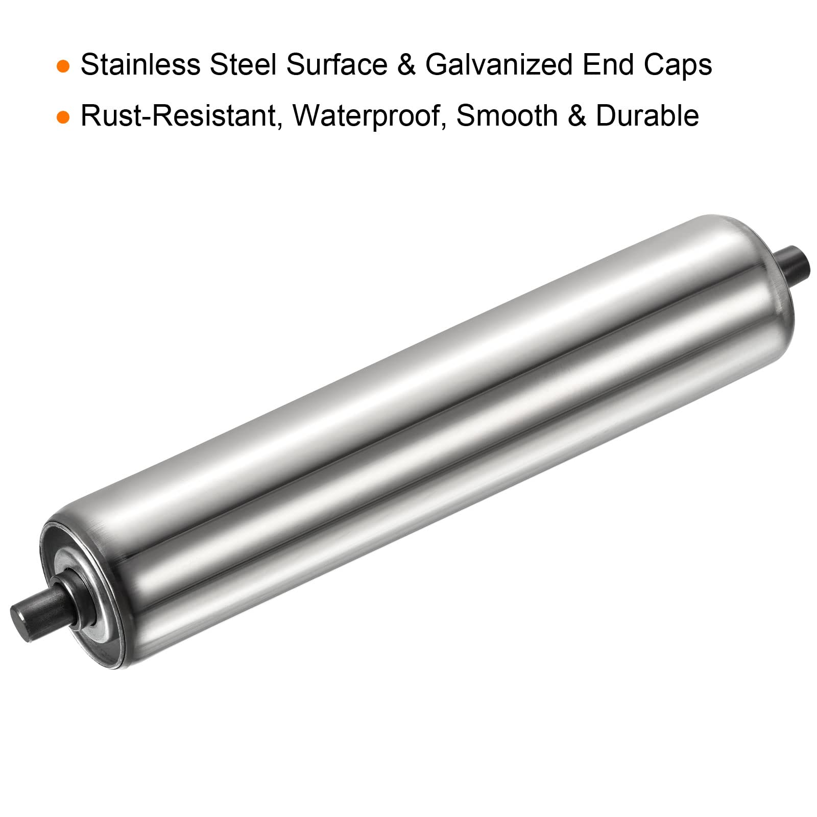 PATIKIL Transportador Rodillo 2" Diámetro 12" Longitud, Inoxidable Acero Gravedad Transmisión Reemplazo Pieza Galvanizado Extremo, Plata