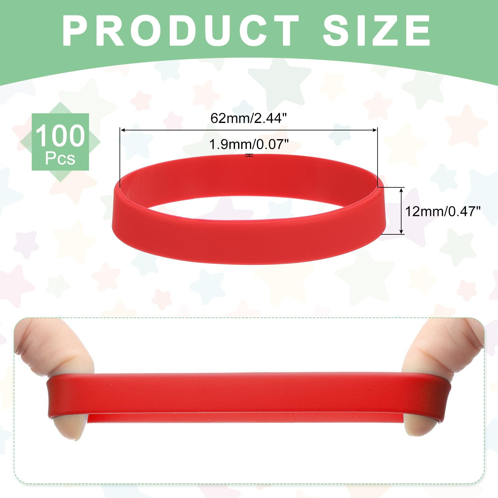 QUARKZMAN 100Pcs Fascette In Gomma Siliconica Antiscivolo 4 Inch Fascette Elastiche Piatte Per Libri Trappole Arte Carta Da Imballaggio Avvolgimenti Cavi Rosso