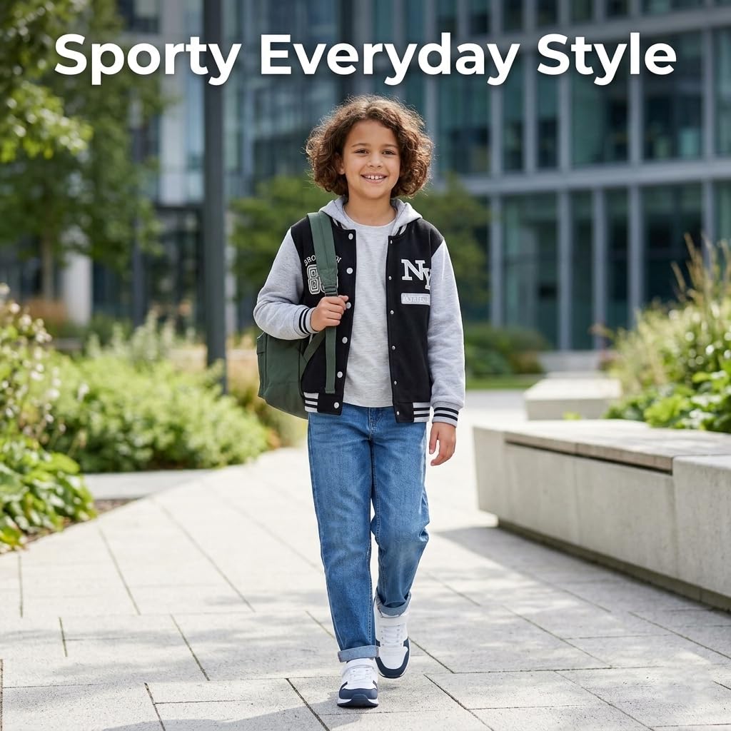 A2Z 4 Kids Unisex Ragazzi Ragazze Giacca con Cappuccio Baseball Comodo Stile Varsity Cappotto per Bambini Età 5 6 7 8 9 10 11 12 13 Anni