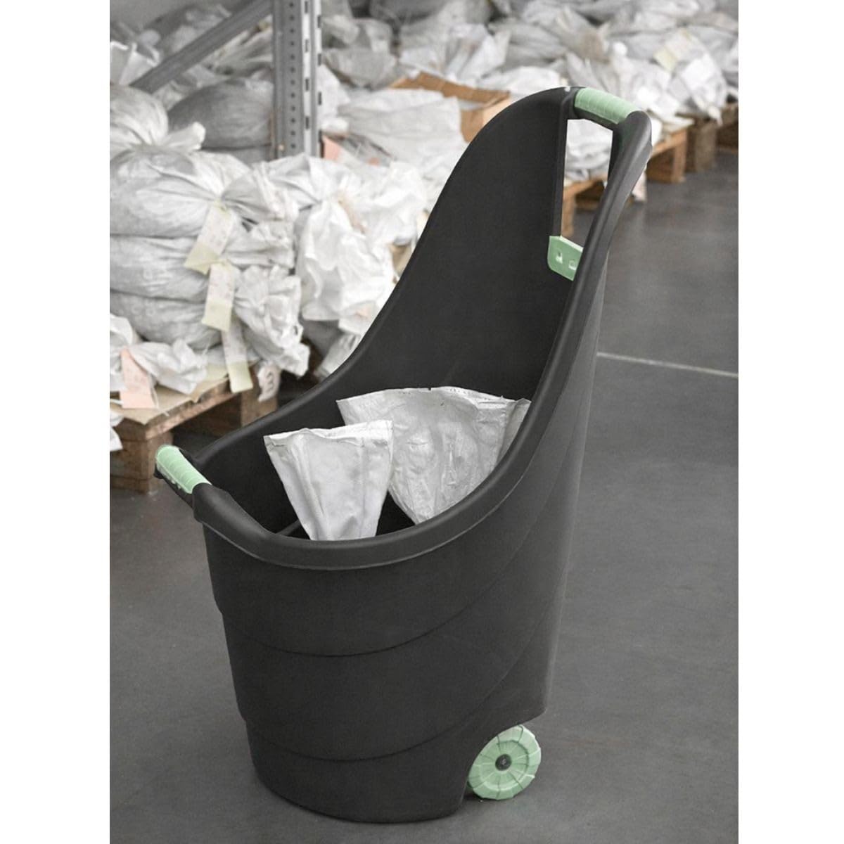 KZ GARDEN - Chariot de jardin 62L 2 roues - Transport Bois, Terreau, Plantes Trolley Plastique robuste recyclé Noir