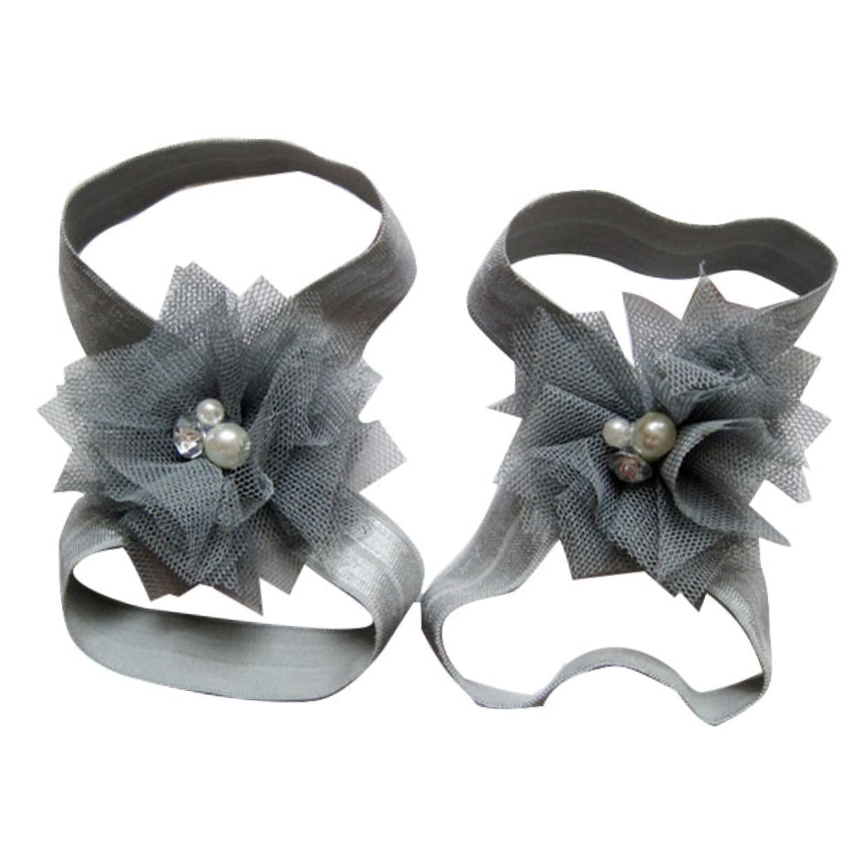 Hohopeti Barefoot Flower Sandals for Boys and Girls Girls 10 Pairs Chiffon Toddlers Infant