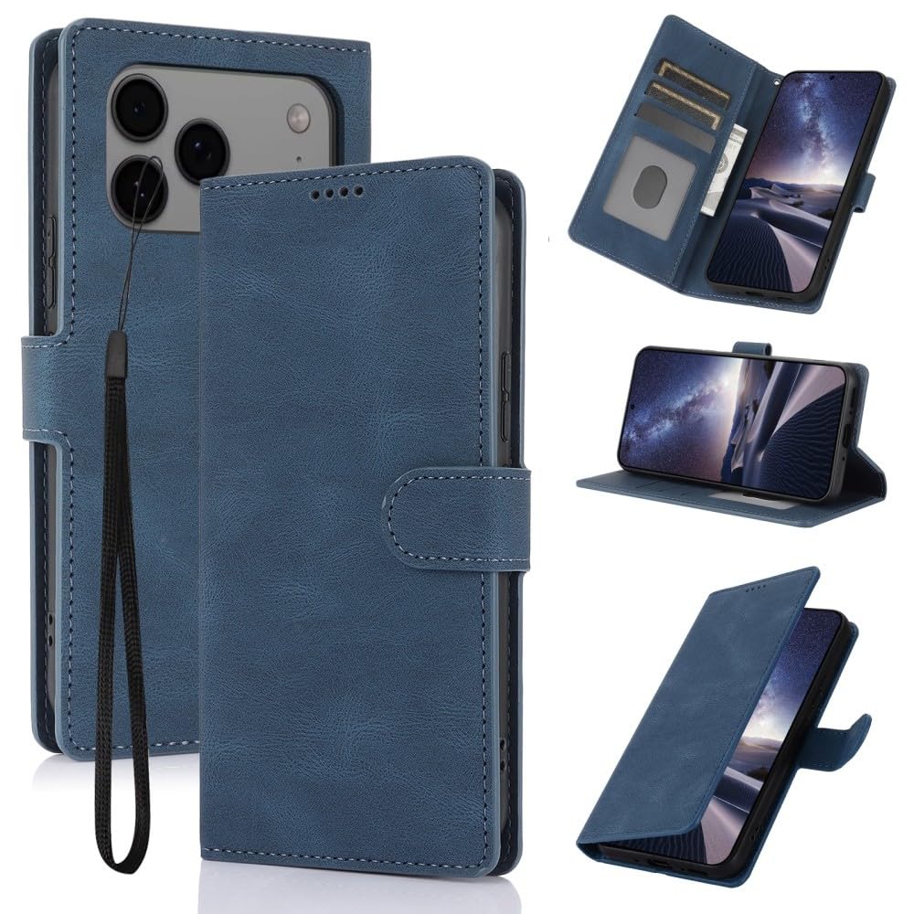 Housse cuir iPhone 13 Mini bleu : l'étui à rabat idéal en voyage