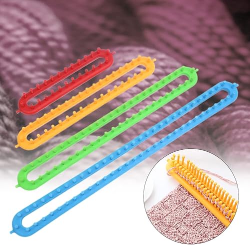 Miniatura 6 de Juego de telares para tejer rectangulares, bufanda de telar de tejer, gancho de ganchillo rectangular con agujas, juego de herramientas de tejer de