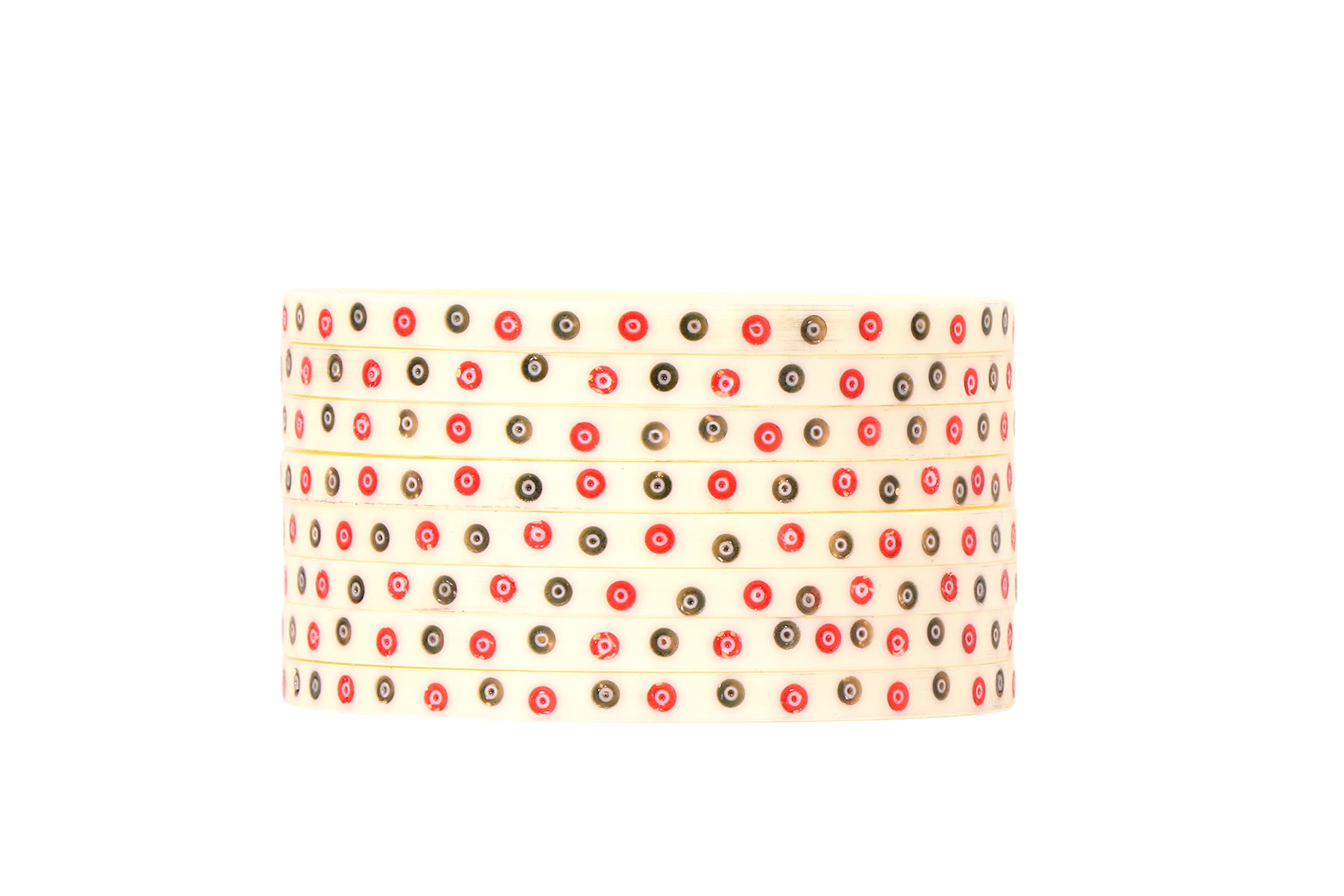 NAVMAV White Designer Chura With Dots Bindi Design Bridal Dulhan Punjabi Choora Fashion Jewellery Chuda Set Regular Wear Chura for Women