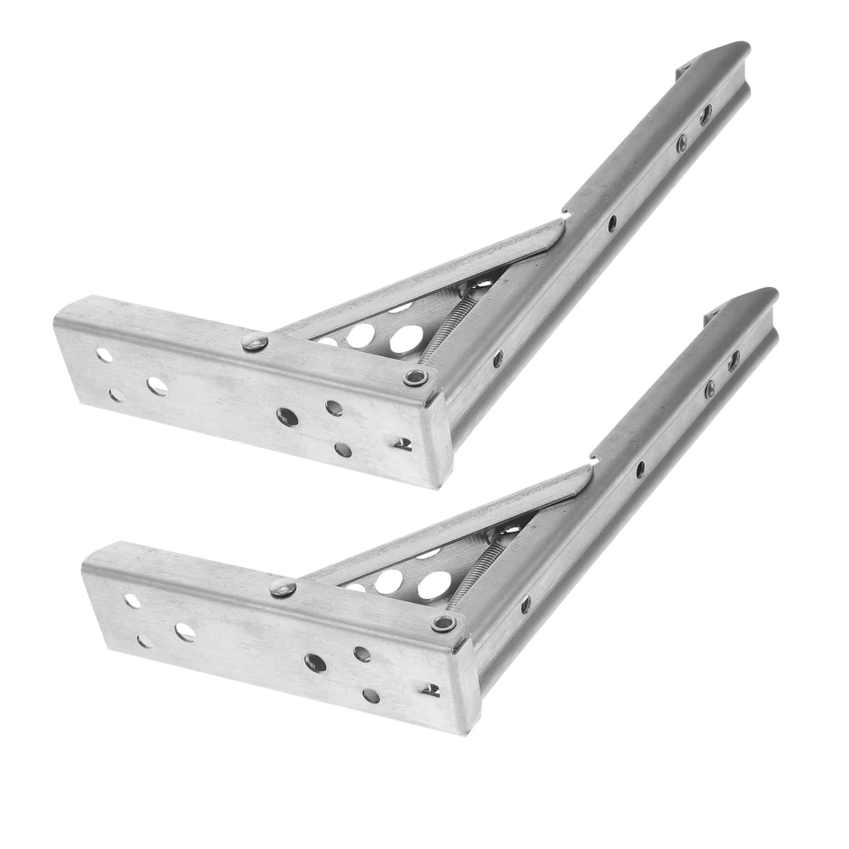 Juaksqzyi Silver 2Pcs Folding Shelf Brackets Wall Mounted Triangle Floating Shelf Bracket Space Saving, For Home Decor