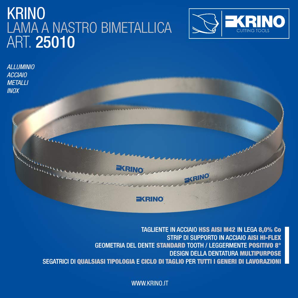 Krino 25010133503 BI Hoja de acero AISI M42 para sierra a banda, 1335 mm, 13 x 0.6 Z 8/12