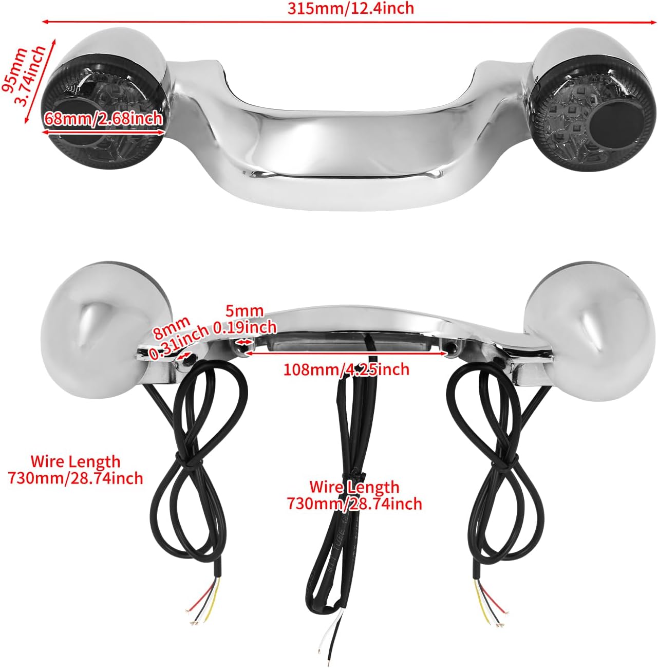 HDBUBALUS Motorcycle Integrated Turn Signals Brake Light Running Lamp Down Light Bar Fit for Harley Touring Street Road Glide 10-23 FLHT 19-22 FLHRXS 17-25 (Chrome Housing)