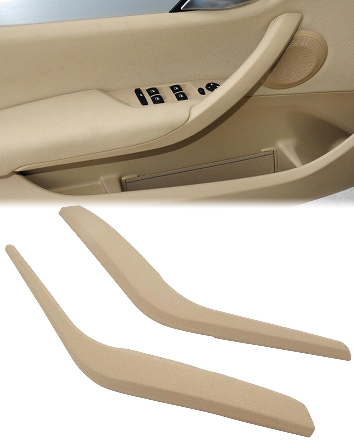 Generisch X1 E84 Türgriffabdeckung, 2 Stück Türgriffabdeckung linke Seite + rechte Seite Innentürgriffabdeckung kompatibel mit BMW X1 E84 2009-2015, #51412991775#51412991776 (Silbrig) (Beige)