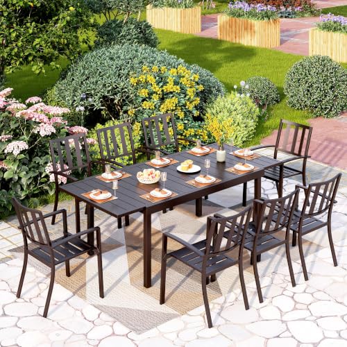 Image of PHI VILLA 9 Pcs Patio Table and Chairs Set w /Expandable Table