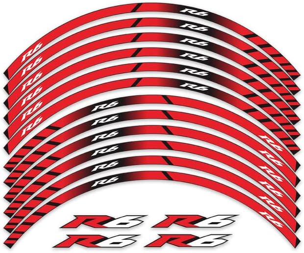 Motorcycle Rim Reflective Tape Sticker 17inch Wheel Stripes Decals Compatible with Yamaha YZF-R6 YZF R6 (B)