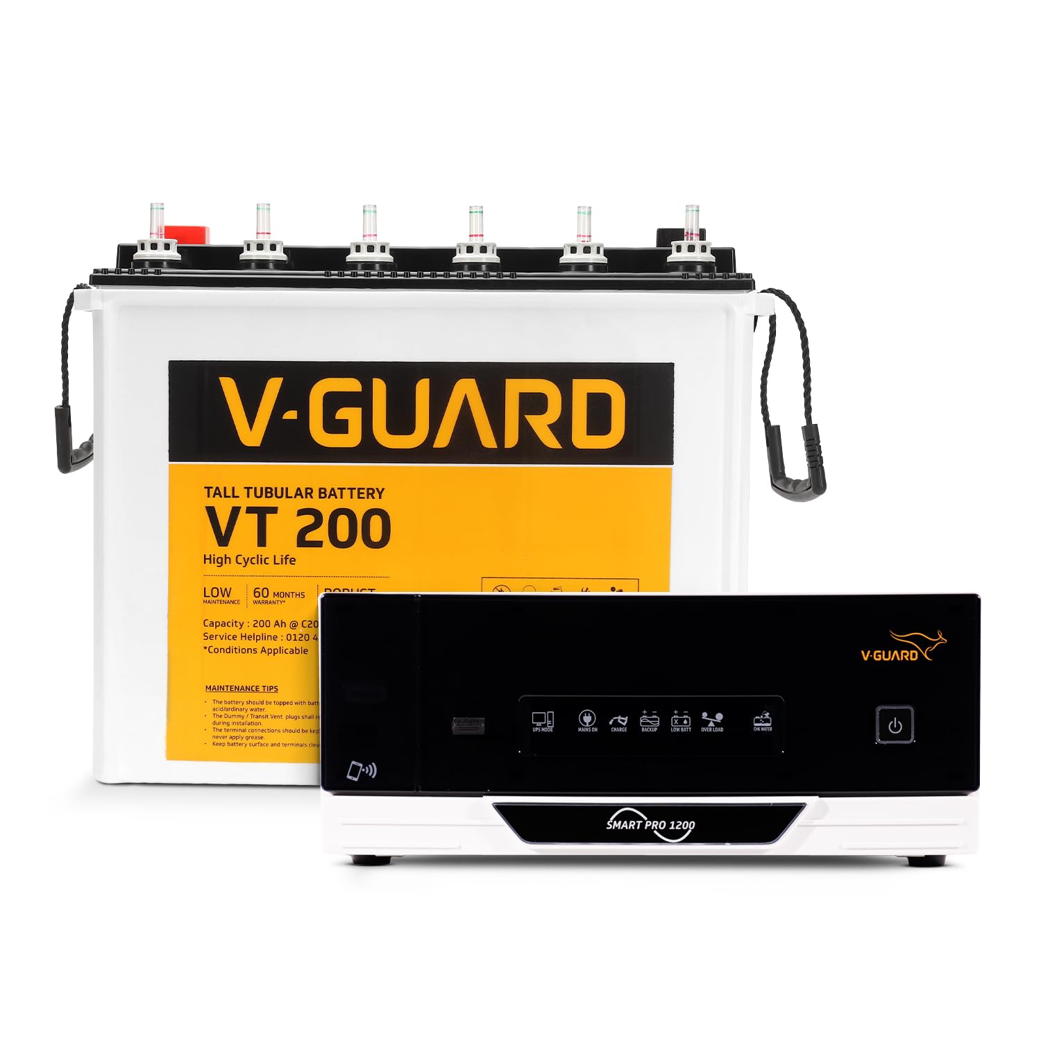 V - Guard Smart Inverter & Battery Combo (Smart Pro 1200 Digital Sine Inverter with VT 200 (200Ah Tall Tubular Battery)) for Home, Office & Shops-image-20