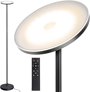OUTON Uplighter Floor Lamp 30W 3000LM, LED Bright Modern Torchiere Dimmable Standing Lamp, Remote Touch Control & 4 Color Temperatures, 1 Hour Timer for Living Room, Bedroom, Office, Black