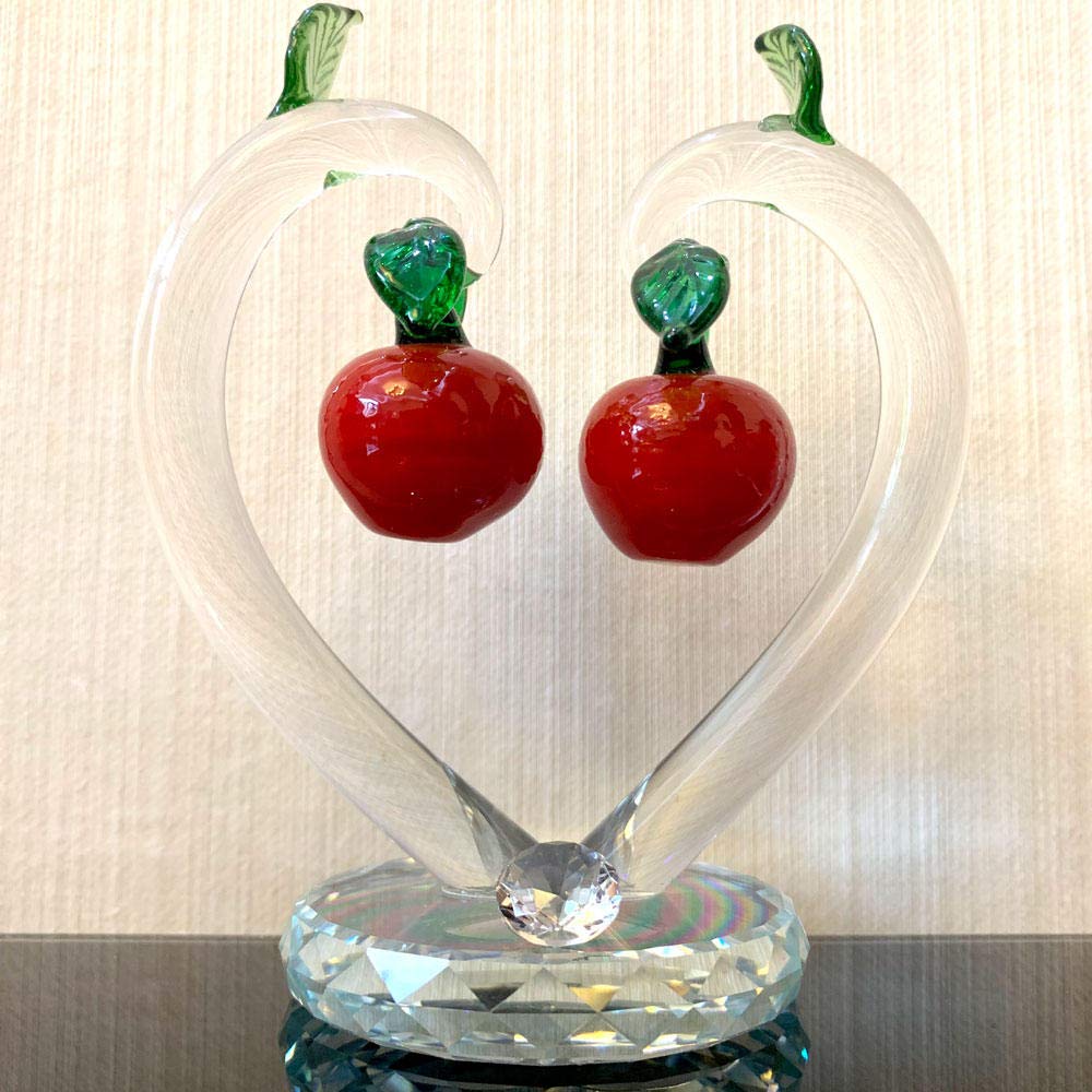 MCWJ Cristal Cristal Cerezo estatuillas artesanía fengshui Ornamento casa decoración navideño año Nuevo Regalos Souvenirs decoración Adorno-6 PCS CERRRIAS ÁRBOL