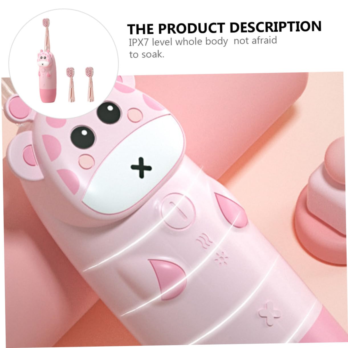 Cepillo de Dientes Eléctrico Sónico Resistente al Agua para Bebés y Niños Velocidad de Cepillado Ajustable, Set 1