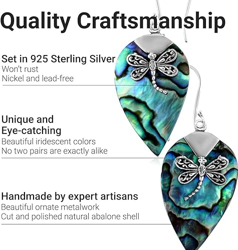 Miniatura 3 de Stylish Dangle Drop Earrings 925 Sterling Silver Abalone Shell Fashion Beach Jewelry Unique Costume Jewelry for Women Birthday Christmas Gifts for