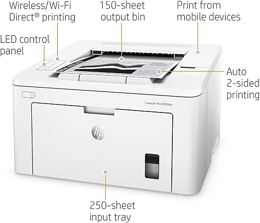 Amazon.com: Impresora láser inalámbrica HP LaserJet Pro M203dw (G3Q47A).  Reemplaza a la impresora láser HP M201dw : Productos de Oficina