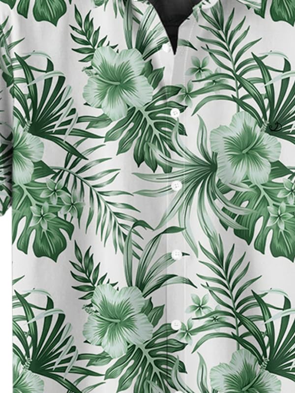 Image of DRESSFO Matchable Couples' Outfit Tropical Flower Leaf Print Button-up Shirt Or Strappy Dress