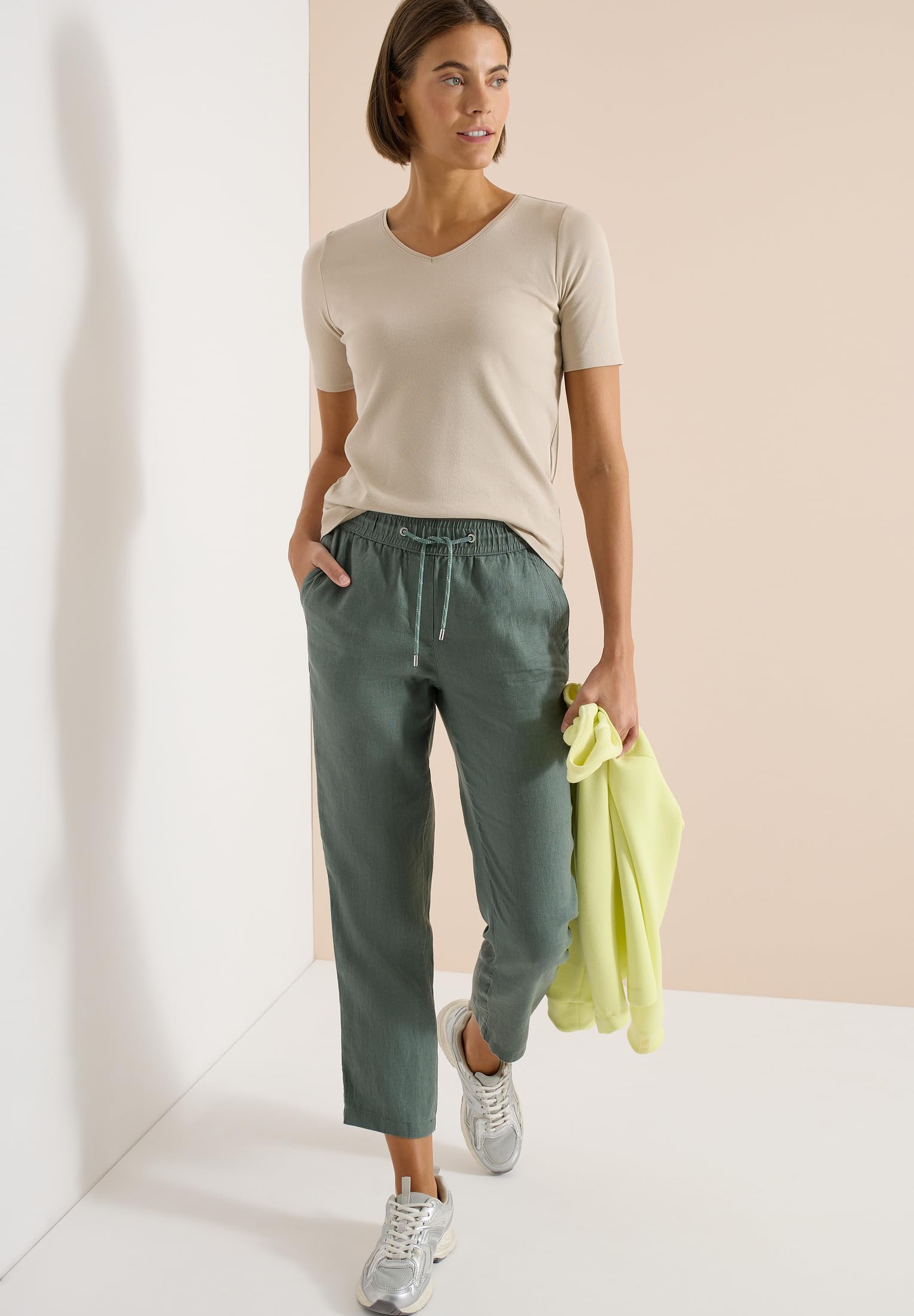 Cecil 3818105 - Pantalones de Lino de Pierna Delgada Mujer