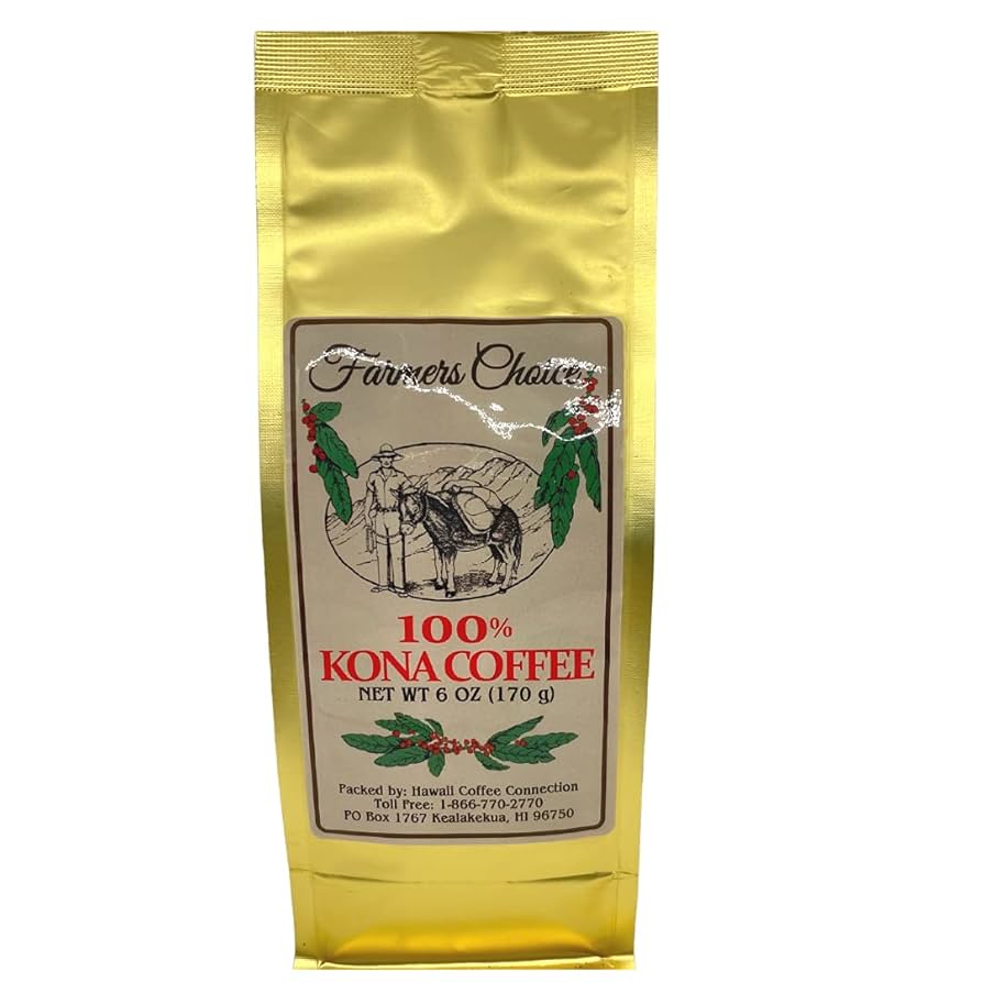 【Farmers Choice 100% Kona Coffee】 Amazon.com : Farmers Choice 100% Kona Coffee 6 oz. Pouch
