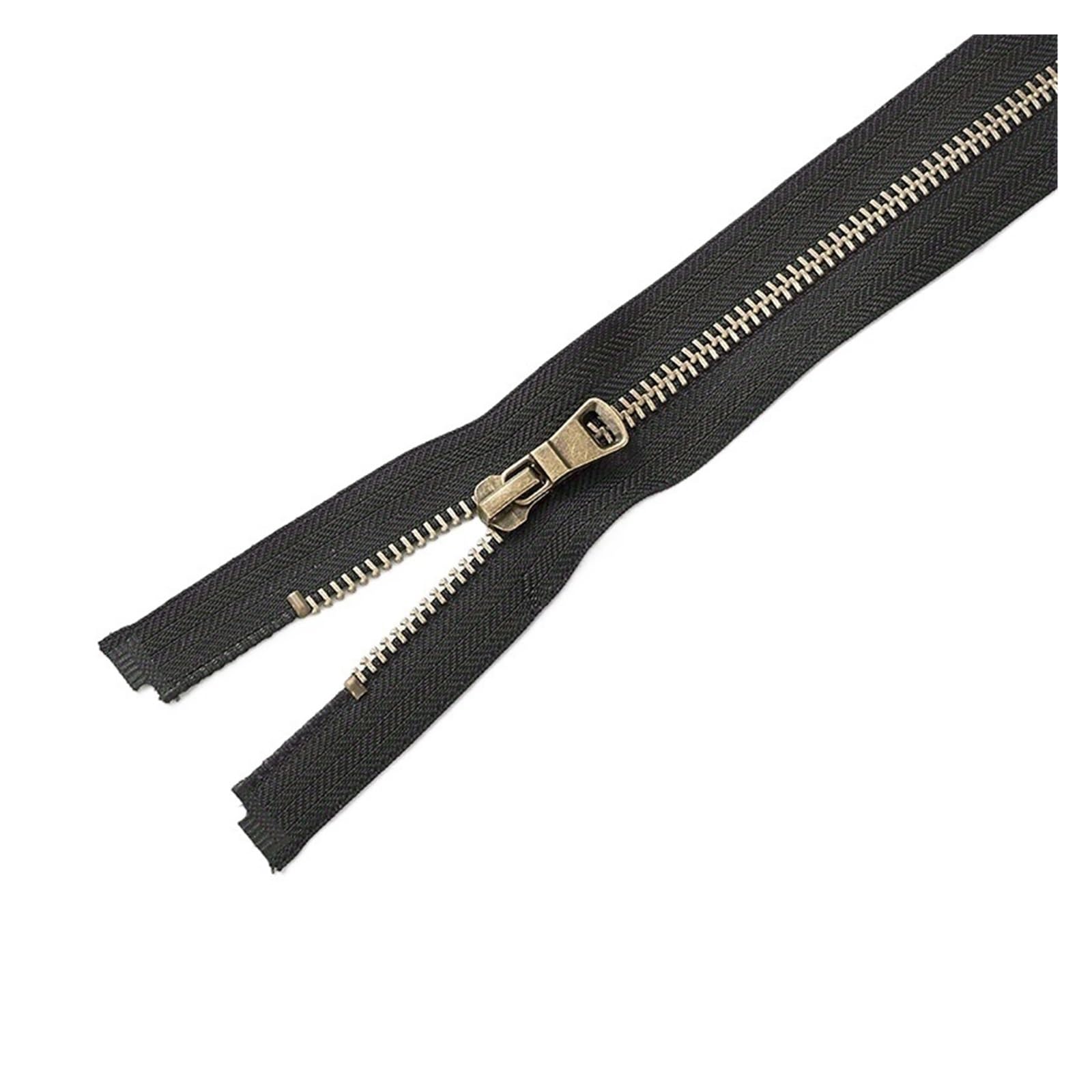 Duty Single Slider Metal Zip 5 Bronze Teeth 3pcs Multicolor 40-80cm(Black,70CM-3PCS)