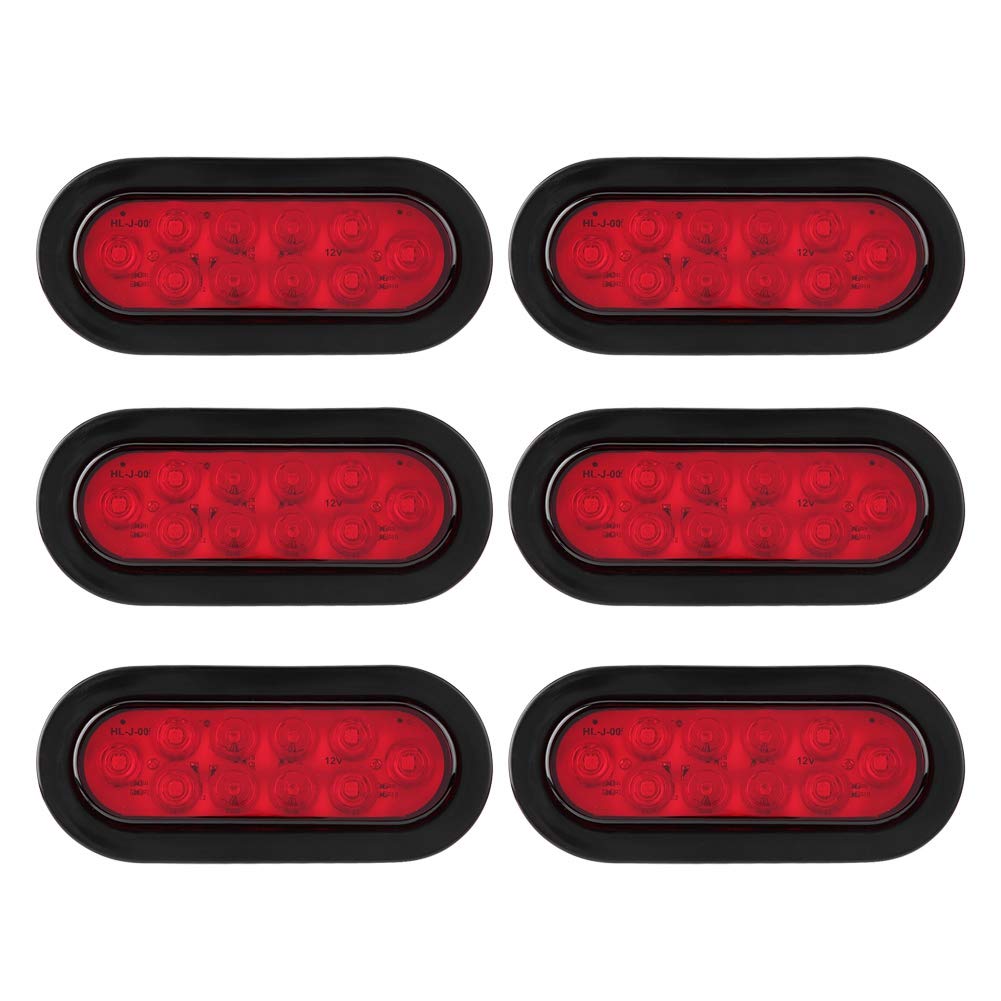 Tbest Światła Przyczepy LED 6 szt. 12 V 10 Diod LED Stop Turn Oświetlenie Tylne Trwała Obudowa z Poliwęglanu Wodoodporna do Samochodów Ciężarowych i Czerwono-czarna