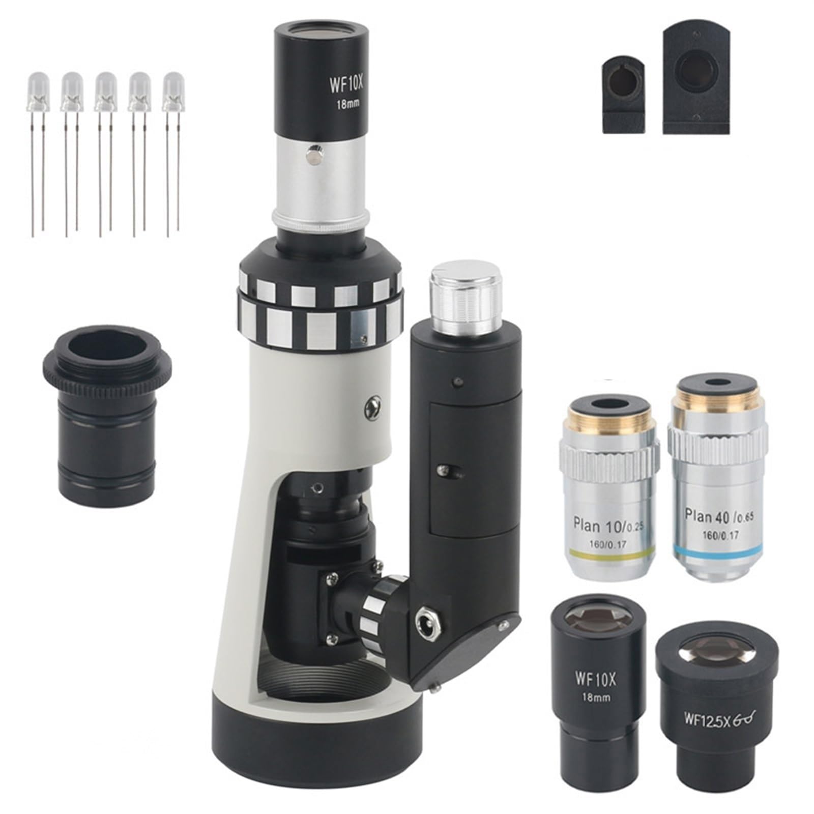 Microscopio Metalográfico Portátil Industrial con Zoom 100X 400X, Microscopio De Luz Polarizada + Polarizador De Base Magnética(Not Base)