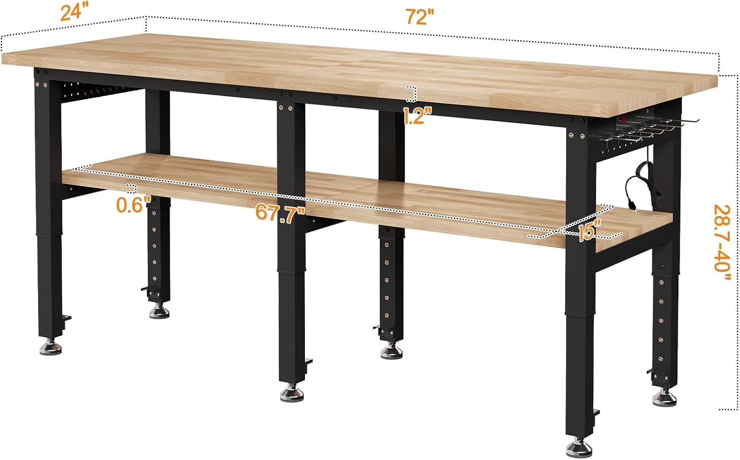 Two Tier Computer Server Workbench SPECRAFT 72x24 inch 2-Tier Adjustable Workbench 6000 Lbs Review