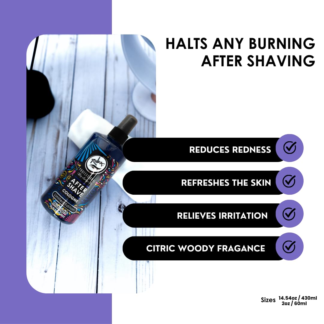Midnight After Shave Tonic Colonia para hombres – Spray tónico para después del afeitado, calma la irritación, ayuda a curar y limpiar áreas afeitadas, fragancia masculina (14.54 onzas | 14.5 fl 5