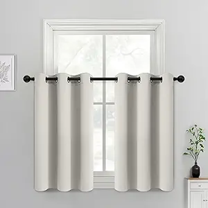 Yakamok Room Darkening Thermal Insulated with Grommet Window Curtain for Bedroom, 38Wx36L inch, Light Reducing Drapes for Living Room,Light Beige, 2 Panels